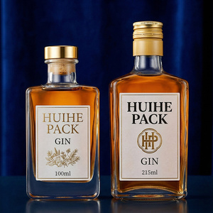 Bouteille en verre transparent à <span class=keywords><strong>prix</strong></span> réduit pour spiritueux 100ml 200ml 215ml 500ml avec coffret cadeau de luxe - Product Image 1