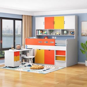Cama infantil con escritorio, armario y escaleras para niños y niñas, muebles multifuncionales para habitaciones pequeñas - Product Image 4
