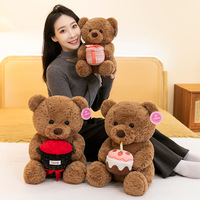 Ours en peluche pour la Saint-Valentin en gros avec bouquet de fleurs, ours en peluche doux et mignon, cadeau personnalisé pour les amoureux