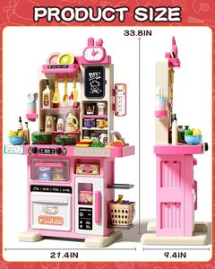 103CM Unisex Kids Cooking <b>Set</b> ABS Plastic Kitchen Toy with Sound Light <b>Spray</b> Storage for Pretend Play - Product Image 2