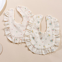 Bavoir en mousseline 100 % coton doux avec volant, absorbant, à bouton-pression, pour bébé garçon et fille, nouveau-né