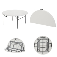 Tables de buffet rondes commerciales légères et haute performance avec chaises, ensemble de dîner pour extérieur, ferme, villa, en tube d'acier HDPE