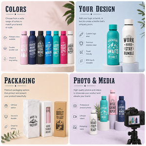 Colorful Stainless Steel Vacuum Insulated Water <b>Bottle</b> with Custom Art Font Design for Camping Promotion & Wholesale - Product Image 4