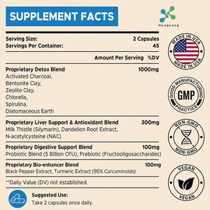 1500 MG yüksek biyoyararlanım karaciğer bağırsak detoks aktif kömür zeolit Benton All-In-One detoks bağlayıcı takviyesi ile temizleyin - Product Image 6