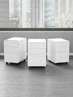 Archivador Metálico Moderno Storion Blanco con 3 Cajones, Cerradura, Asas Integradas, Mecanismo de Almacenamiento, Ahorro de Espacio, Móvil, para Gimnasio
