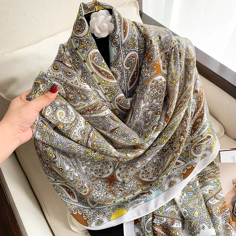 Écharpe en coton à imprimé Floral pour femmes, foulard de luxe, de qualité, doux, motif fleuri, nouveau Design, 2022