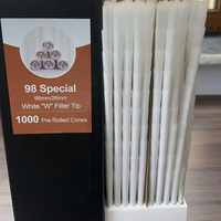 Lot de 1000 cônes pré-roulés classiques et simples, faits à la main, personnalisables avec votre marque, en papier de pâte de bois coloré, avec impression, 70mm/84mm/98mm/109mm