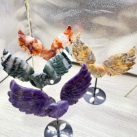 Offre Spéciale : Ailes de Papillon Sculptées en Cristal Naturel (Améthyste, Quartz Rouge Feu, Agate Mousse) – Artisanat Mixte pour la Décoration Intérieure
