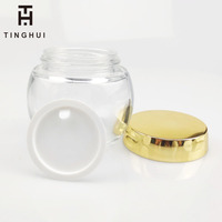 Nuevo Tarro de Vidrio Esmerilado Redondo con Forma de Barriga para Crema Facial, Tapa Dorada Mate, Transparente, para Cosméticos, Lociones, Exfoliantes