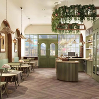 Meubles de magasin de bonbons tendance, design moderne, vitrine de café en verre, comptoir de boulangerie personnalisé en bois, bar