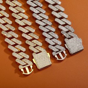 สร้อยคอฮิปฮอปแร็ปสไตล์ยุโรปและอเมริกาสำหรับผู้ชาย ทองแดงคุณภาพสูงประดับเพชรเซอร์โคเนีย ขนาด 20 มม. ดีไซน์โซ่คิวบาสุดพิเศษ ขายส่ง - Product Image 4