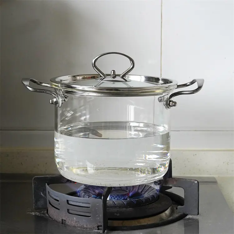 Casseroles en verre transparent à Double oreille, 2,5 l, 3,5 l, 4,5 l, 5l, haute teneur en Borosilicate, résistantes à la chaleur