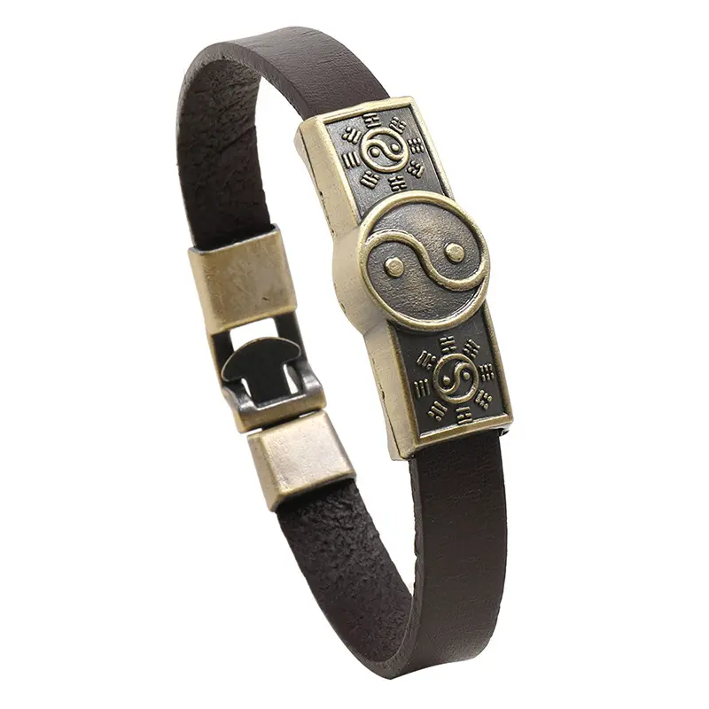 Yin Yang — Bracelet en cuir pour hommes et femmes, Steampunk, Yin Yang, breloque, Tai Chi, mode, bijoux Vintage