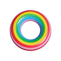 Bouées gonflables en PVC à motifs arc-en-ciel personnalisées pour les fêtes de piscine en famille estivales, garantissant la sécurité des enfants