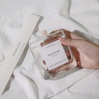 Diffuseur de parfum d'ambiance personnalisé avec logo, flacon en verre plat de 100 ml, flacon carré vide pour parfum d'intérieur avec boîte