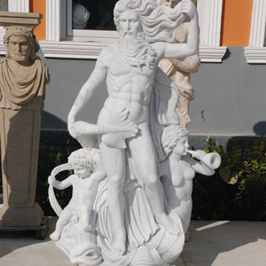 Decorazione classica giardino della Cina fabbrica di pietra personalizzata scultura in marmo bianco scultura di figura a tema Poseidon per la decorazione esterna - Product Image 1