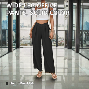 Pantalon droit à jambes larges, élastique, infroissable, sur mesure, pour le bureau ou décontracté, couleur unie, durable, ajusté, pour les trajets quotidiens - Product Image 2