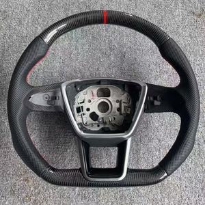Volante Deportivo de Cuero Perforado y Fibra de Carbono para Modelos <span class=keywords><strong>Audi</strong></span> A3 A4 A5 A6 A6L A7 A8 Q5 Q7 <span class=keywords><strong>Q8</strong></span> TT Q3 - Product Image 6
