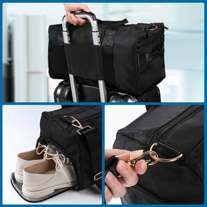 Bolsa de Viaje Deportiva Impermeable Negra con Logotipo Personalizado, Bolsa de Gimnasio, Bolsa de Fin de Semana para Entrenamiento, Bolsa de Viaje para Mujer - Product Image 3