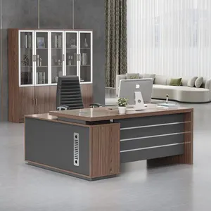 Ekintop आधुनिक लक्जरी एल आकार सीईओ प्रबंधक कार्यकारी डेस्क कार्यालय फर्नीचर के लिए लकड़ी के कार्यालय की मेज