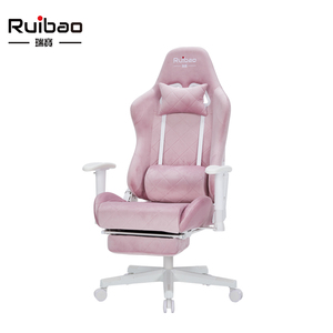 Chaise de jeu pivotante convertible en cuir PU velours rose avec repose-pieds, chaise d'ordinateur ergonomique inclinable pour les filles gamers - Product Image 1