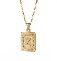 ODM alfabeto 18K oro palabras personalizadas nombre inicial cuadrado encanto collar letra Simple colgante
