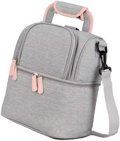 Sac isotherme de luxe personnalisé à rayures, en polyester imperméable, double couche, pour tire-lait et repas, avec fermeture éclair