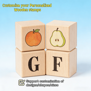 Tampons en bois faits à la main, recyclables, faible MOQ, formes de lettres personnalisées, <span class=keywords><strong>tampon</strong></span> artistique, <span class=keywords><strong>scrapbooking</strong></span>, artisanat, papeterie, cadeau - Product Image 5