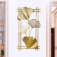 Nouvelle Décoration Murale Ronde Tridimensionnelle en Métal Doré Feuille de Fleur Contemporaine pour Fond de Maison, Décoration Murale de Noël en Fer