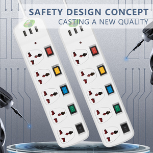 Tira de alimentación USB blanca, interruptor independiente de 5 vías, cable de extensión de enchufes universales de sobremesa, fabricante - Product Image 4