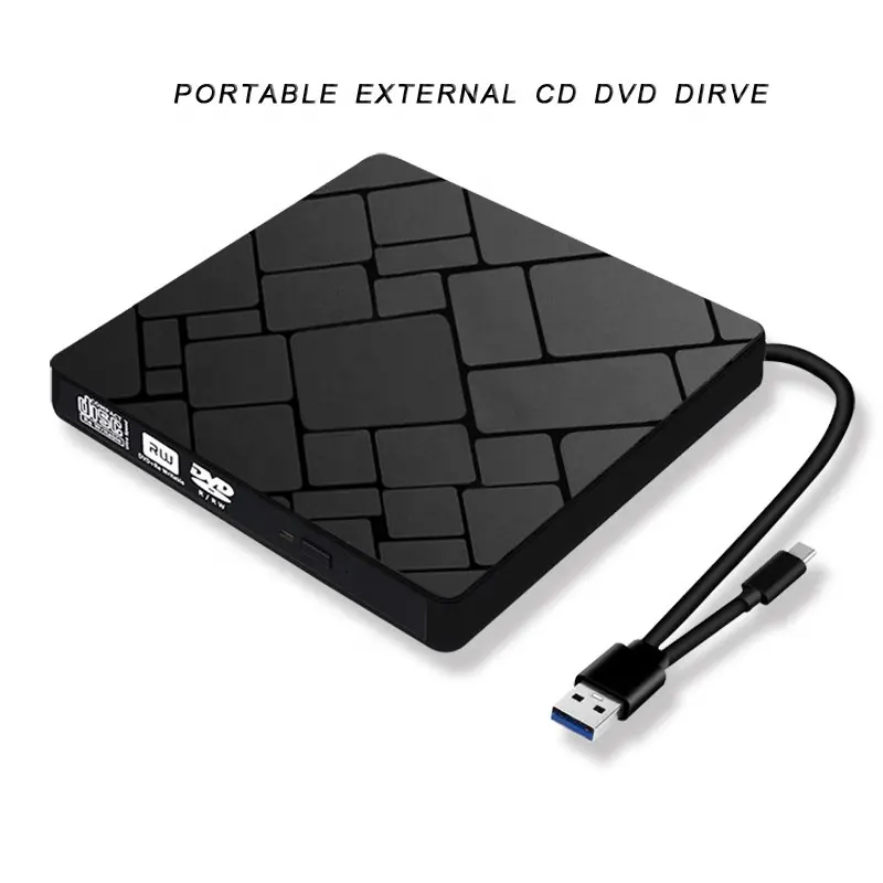 USB3.0外付けDVD-RW CD-RWバーナーType -Cポータブル外付けDVDCDドライブライター (ラップトップ用)