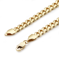 Venta caliente de la joyería de oro plana de acero inoxidable 18k de oro llena de Cuba frenar cadena cadenas de oro