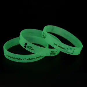 Glow Rubber Bracelet Printed Silicone Bracelet Wristband 12mm Fluorescent Silicone Bracelet Custom Logo