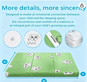 Portable Foldable Baby Crib Mattress, Memory <strong>Foam</strong> Pack Play Bed Pad, Skin-Friendly Waterproof Removable &amp; Washable Cover - Product Image 2