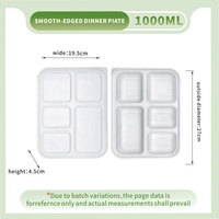 Boîte à lunch jetable en plastique biodégradable et compostable, compatible micro-ondes, 3 à 5 compartiments, avec couvercle, pour la conservation des aliments à emporter