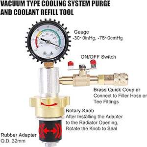 Coolant System Vacuum Refill Kit with 3 Adapters <strong>Radiator</strong> Air <strong>Bleeding</strong> <strong>Tool</strong> for Car Cooling Service - Product Image 4