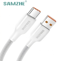 Cable de Carga USB-C SAMZHE de 1.5m, 100W, 6A, Carga Súper Rápida, Cable de Datos Trenzado Blanco para iPhone, iPad, Samsung, Xiaomi, Honor