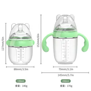 Wellfine Portable 150ml/250ml Baby Feeding Profuct Hands Free Anti Colic Baby Milk Feeding Drink Food Nipple Bottle With Cover