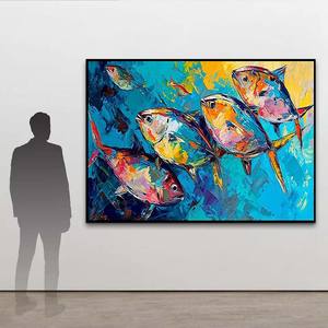 Animal encantador Graffiti Art Bream Fish pintura al óleo lienzo pared arte carteles impresiones decoración del hogar para sala de estar y dormitorio de niños - Product Image 1