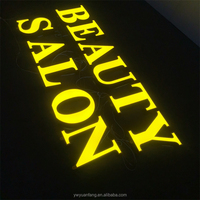 Grand panneau lumineux géant en acier inoxydable acrylique sur pied avec lettres lumineuses 3d pour salon de beauté