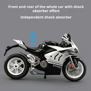 Modelo de Motocicleta de Aleación a Escala 1/10 en Blanco y Negro, con Sonido, Luces y Amortiguadores, Juguete de Metal Fundido a Presión, Regalo Unisex para Mayores de 5 Años, con Botón - Product Image 6