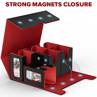 Boîte de rangement 6-en-1 pour cartes à collectionner, capacité de 1400+ cartes standard sans protège-cartes, avec plateau à dés et coffret en peluche