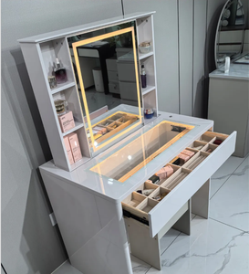 Ensemble de commode à hauteur réglable commandée par la voix avec miroir et éclairage LED, meubles de chambre à coucher avec bureau à hauteur réglable - Product Image 5