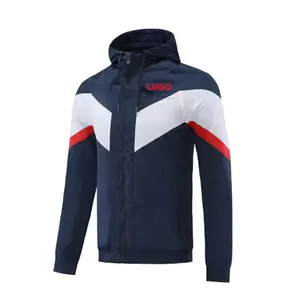 Customize Football Club Team Logo Hooded Windbreaker Outdoor Soccer Sport Hooded Windbreaker Soccer Jacket Uniform