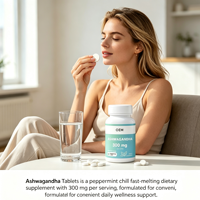 Comprimés de Complexe d'Ashwagandha Marque Blanche OEM, 60 unités, 300 mg, Complément Alimentaire