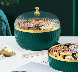 Stockage de luxe nordique boîte de fruits secs nouvel an en gros petite assiette de fruits pour salon noix melon graines Snack couvercles accessoires - Product Image 1