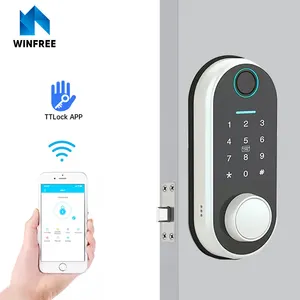 Deadbolt Smart Front Door Lock Segurança Digital WiFi Door Lock Biométrico Impressão digital Fechadura da porta inteligente com Ttlock Chave do cartão Alexa