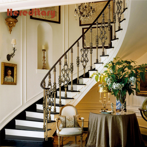 Escalera curva barandilla <span class=keywords><strong>de</strong></span> aluminio fundido <span class=keywords><strong>de</strong></span> bronce y barandillas <span class=keywords><strong>de</strong></span> metal curvas para escalera antigua villa Hotel - Product Image 1