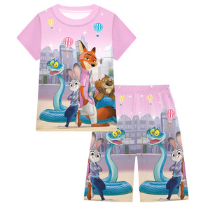 Linda Best Seller Set per Bambine Cosplay Crazy Animal City 2, Completo Due Pezzi con Maglietta a Maniche Corte e <span class=keywords><strong>Pantaloni</strong></span> Corti per Bambini - Product Image 2