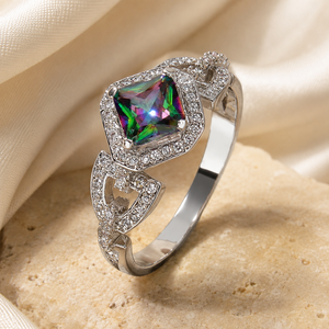 Bague fantaisie en forme de diamant coloré pour femme, bijou de doigt luxueux et étincelant - Product Image 3